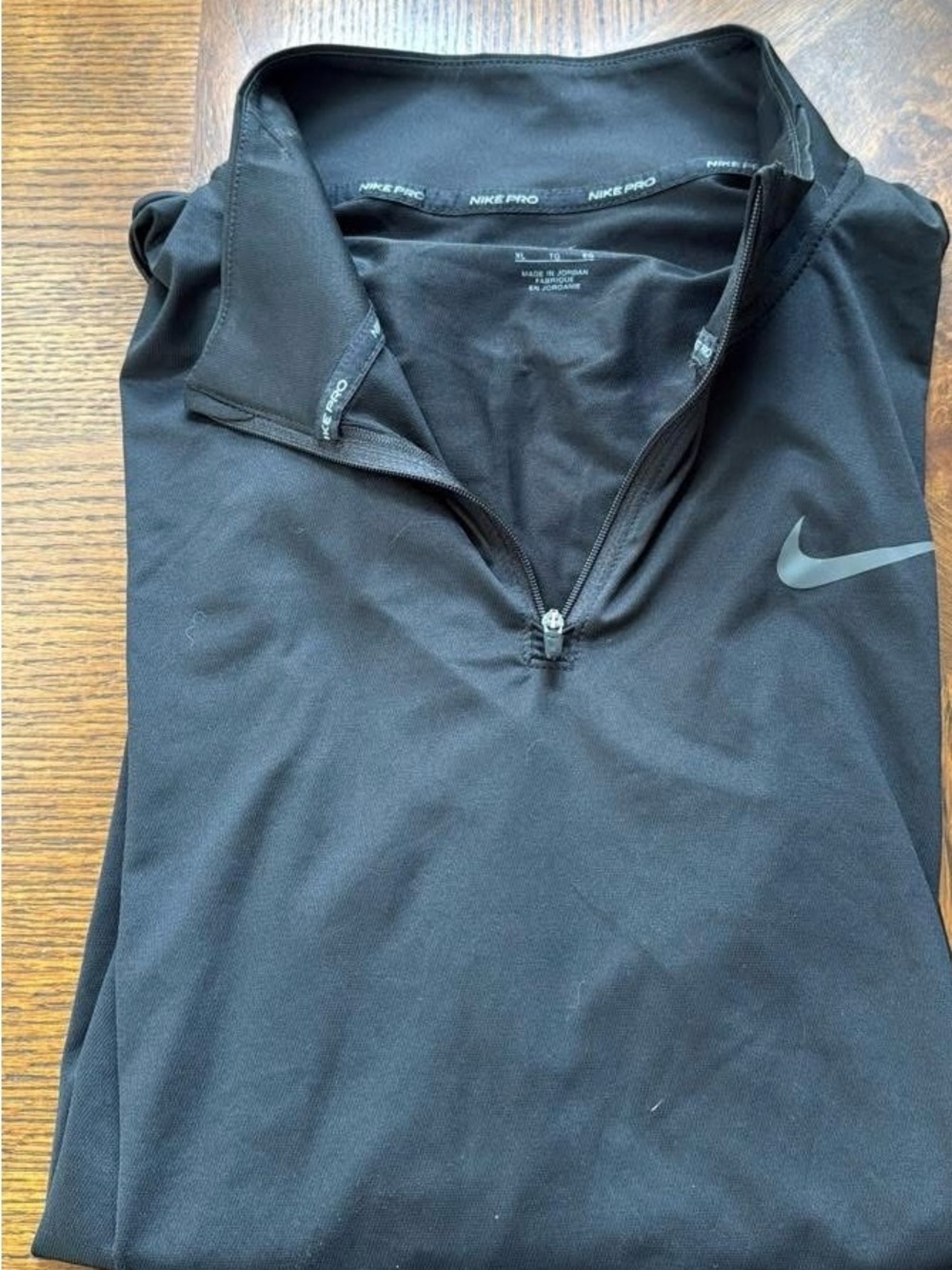 Nike Black Quarter-Zip Performance Top with Reflective Swoosh-BLACK